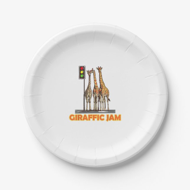 Prato De Papel Funny Pun Giraffe Jam (Frente)
