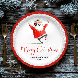 Prato De Papel Funny Quirky Santa Claus Festive Holiday Plates