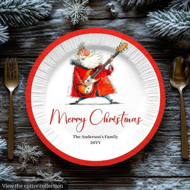 Prato De Papel Funny Quirky Santa Festive Holiday Party Plates (Funny Quirky Santa Festive Holiday Party Plates)