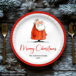 Prato De Papel Funny Santa Claus Holiday Festive Paper Plates