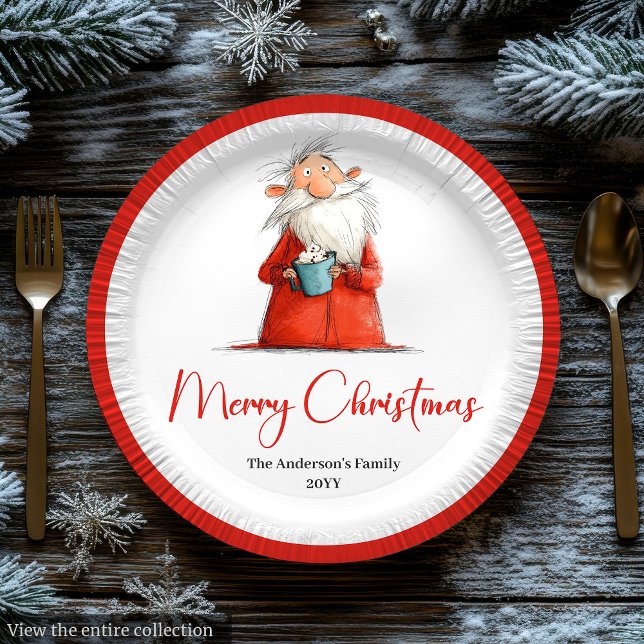 Prato De Papel Funny Santa Claus Minimalist Holiday Tableware  (Funny Santa Claus Minimalist Holiday Tableware Design

)