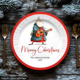 Prato De Papel Funny Santa Claus Watercolor Christmas Plates
