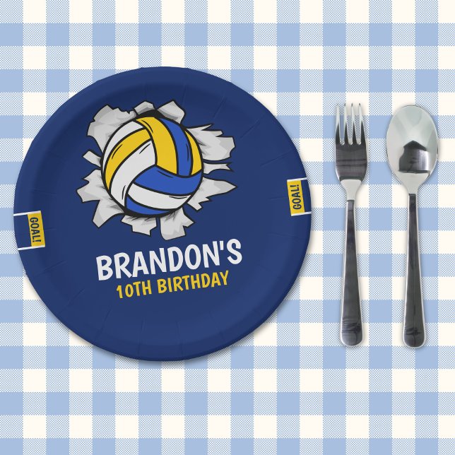 Prato De Papel Funny Volleyball Boy Birthday (Criador carregado)