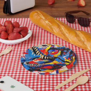 Prato De Papel Fusão do Dinossauro T-rex Retro Selvagem