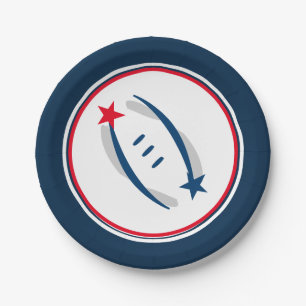 Prato De Papel Futebol azul/vermelho/branco 7" do patriota placas