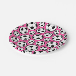 Prato De Papel Futebol cor-de-rosa