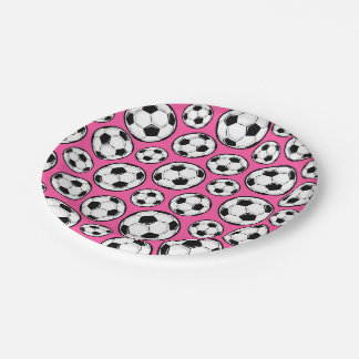 Prato De Papel Futebol cor-de-rosa