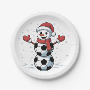 Prato De Papel Futebol de Boneco de Neve Natal Papai Noel Beisebo