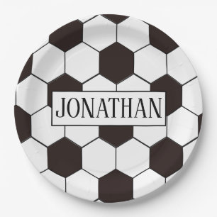 Prato De Papel Futebol   Padrão de futebol personalizável   Nom