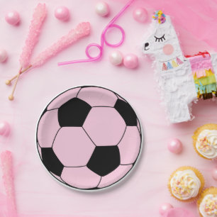 Prato De Papel Futebol rosa