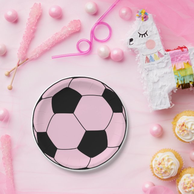 Prato De Papel Futebol rosa (Festa)