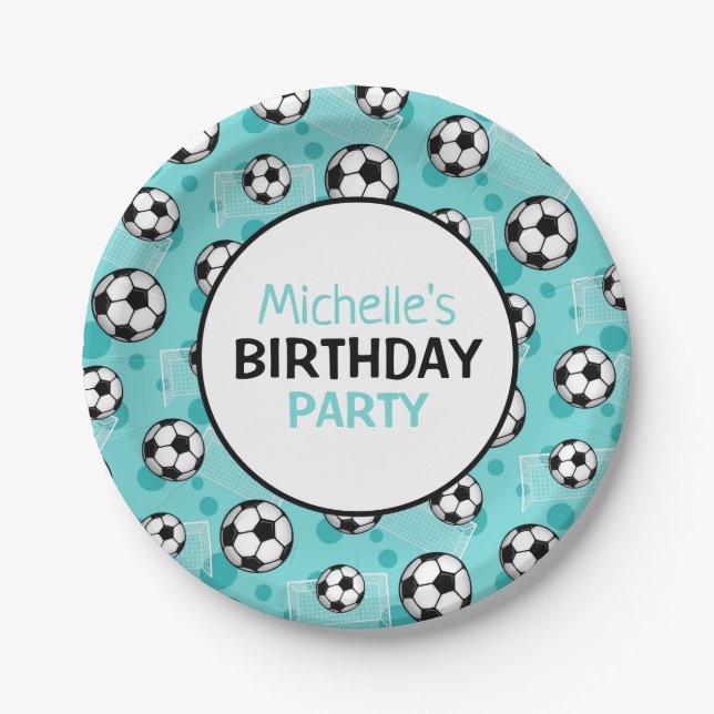 Prato De Papel Futebol Teal Personalizado (Frente)