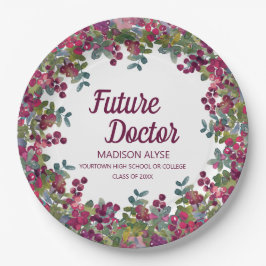 Prato De Papel Futuro Doutor Graduação Floral Roxa