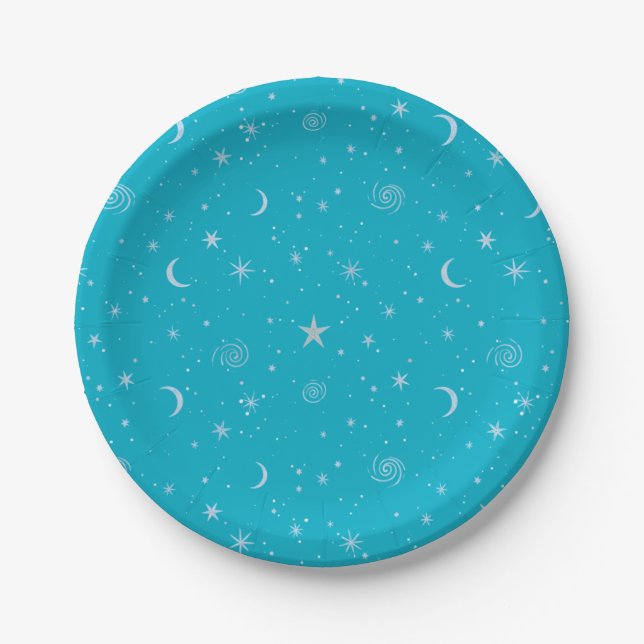 Prato De Papel Galáxia da Meia-Noite Celestial (Frente)