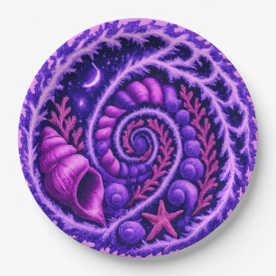 Prato De Papel Galáxia Espiral do Oceano Místico Arte de Concha  