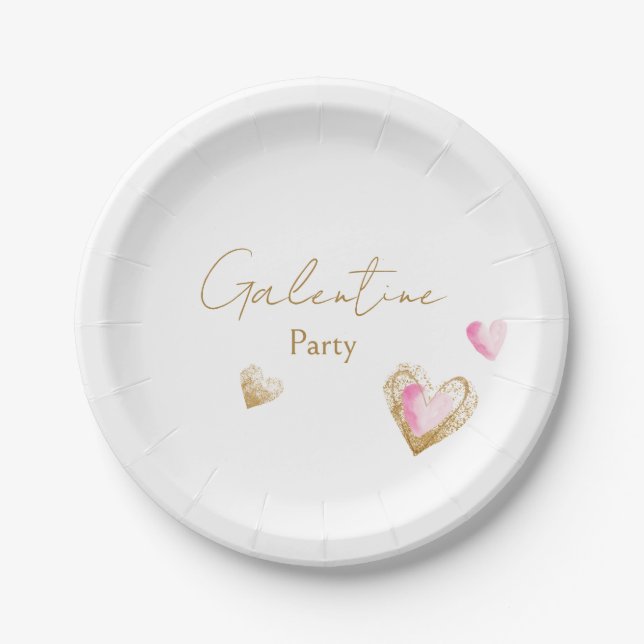 Prato De Papel Galentine Party Heart (Frente)