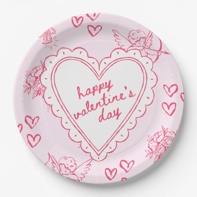 Prato De Papel Galentine’s Day Valentine Girly Invitation (Frente)