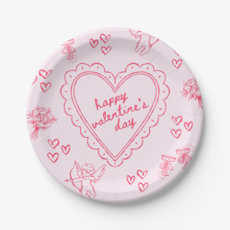 Prato De Papel Galentine’s Day Valentine Girly Pink