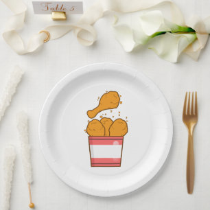 Prato De Papel Galinha Fritada Com Balde