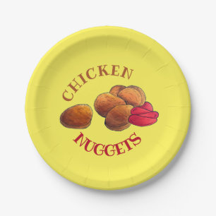 Prato De Papel Galinhas Nuggets com Ketchup Comida Foodie