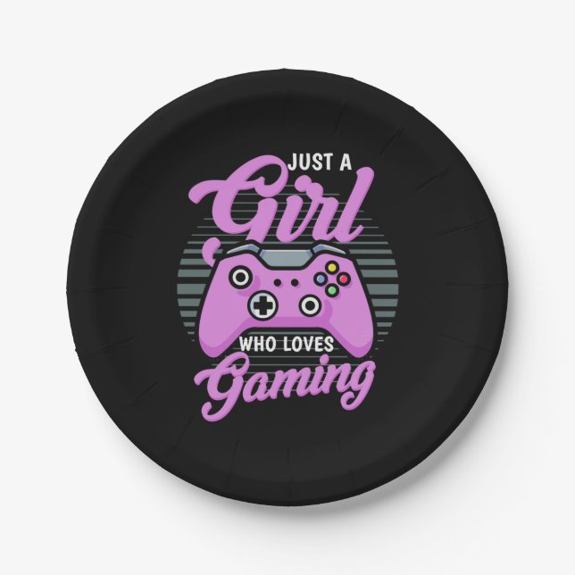 Prato De Papel Gamer Gift | Just A Girl Who Loves Gaming (Frente)