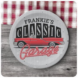 Prato De Papel Garagem Clássica do Carro Faux Neon 1950