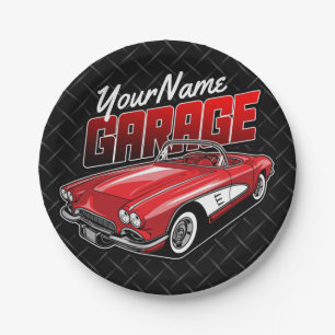 Prato De Papel Garagem de Carro Esportivo Vermelho Clássico 1961