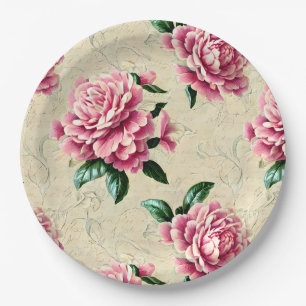Prato De Papel Gardenias rosa chique
