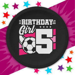 Prato De Papel Garota 5 de aniversário de 5 anos de futebol
