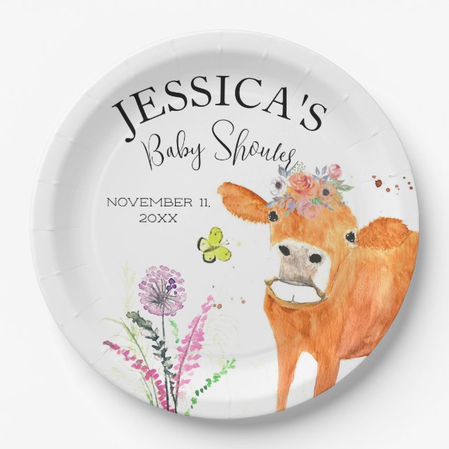 Prato De Papel Garota Chá de fraldas- (Frente)