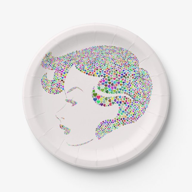 Prato De Papel Garota com coração (Frente)