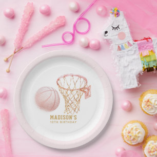 Prato De Papel Garota de Basquete Personalizada