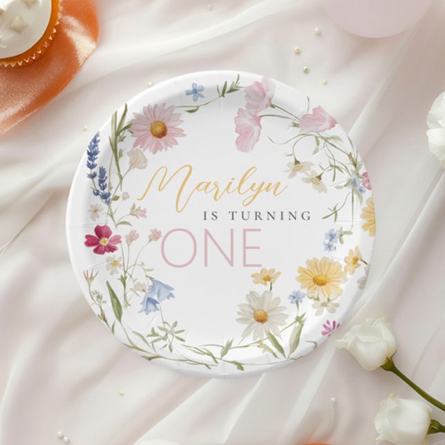 Prato De Papel Garota de Flor Selvagem Transformando um Aniversár (Criador carregado)