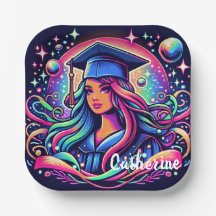 Garota de Graduação em Cores Neon Personalizadas