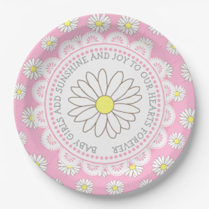 Prato De Papel Garota Menina Cita Daisy Themed Chá de fraldas Pla