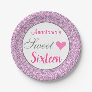 Prato De Papel Garota Rosa Lilac Roxo Brilhante Doce Dezesseis