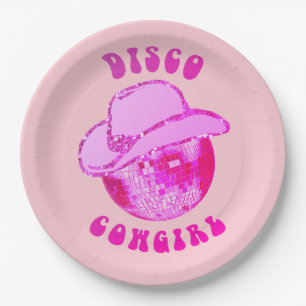 Prato De Papel Garota Rosa Quente Bonita Cowgirl Glitter