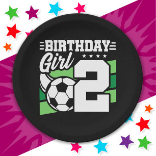 Prato De Papel Garota segundo aniversário de futebol de 2 anos