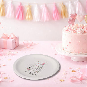 Prato De Papel Garotinha Fofa de Rosa - Comilona de Bolo de Anive