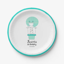 Prato De Papel Garoto Primeiro Aniversário - Folha de Papel Giraf