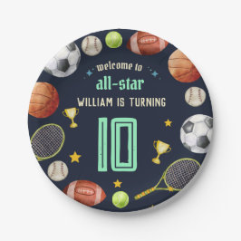 Prato De Papel garotos azuis do jogo Esporte 10º aniversário