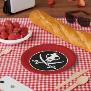 Prato De Papel Gatinho branco preto engraçado Ossos do crânio Pir