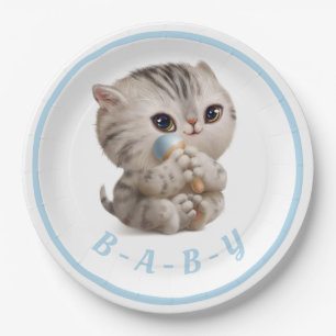 Prato De Papel Gatinho Gatinho Gatinho Desenho Tipografia Azul