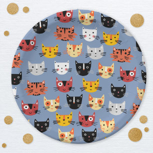 Prato De Papel Gatinho Gato Gato Azul