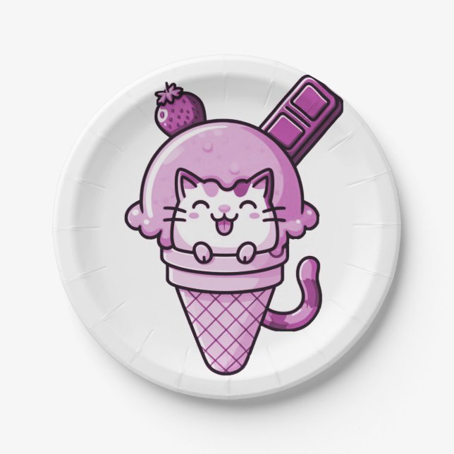 Prato De Papel Gato a Rosa Cone (Frente)