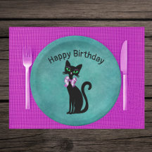 Gato de Aniversário Chique em Laço Rosa Olhos Verd