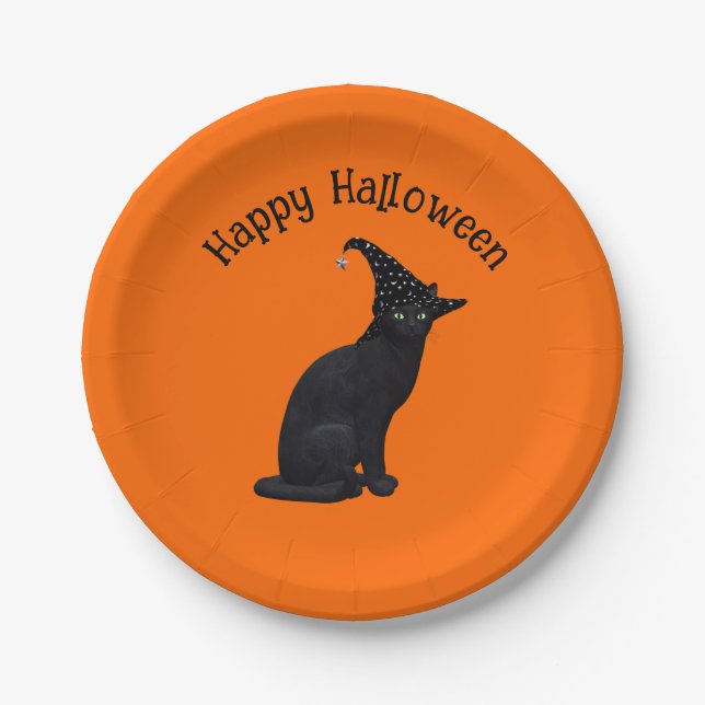 Prato De Papel Gato de Bruxa Negra (Frente)