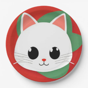 Prato De Papel Gato de Desenho Animado Fofo com Design Gráfico Ou