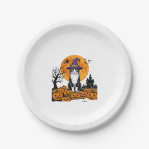 Prato De Papel Gato de Halloween Bruxa Abóbora Vintage Assustador