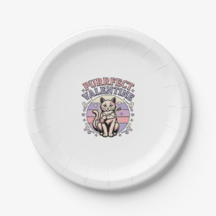 Prato De Papel Gato de São Valentim Perfeito Amor Vintage Vect